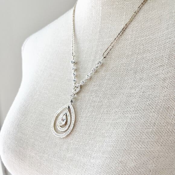 Givenchy Silver Crystal Teardrop Necklace - Picture 5 of 9
